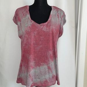 Treasure & Bond Twist Detail Short Sleeve T-Shirt Pink and Grey Size: S